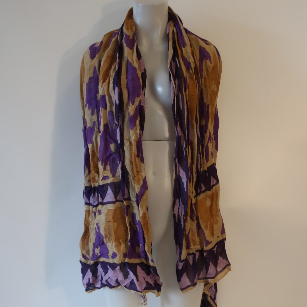 Womens Theodora & Callum Tan, Purple, Rust Print Scarf